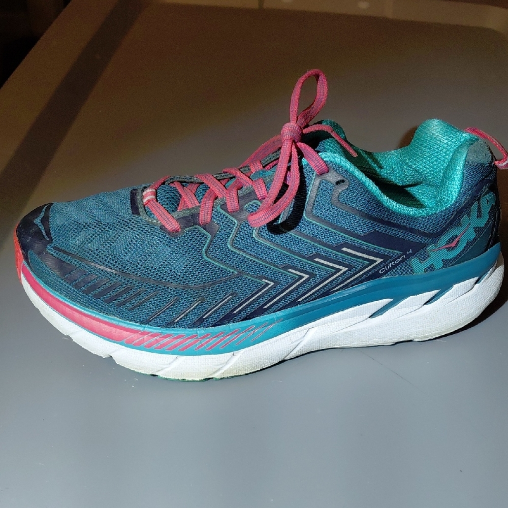 Hoka Teal and Pink Athletic Shoes